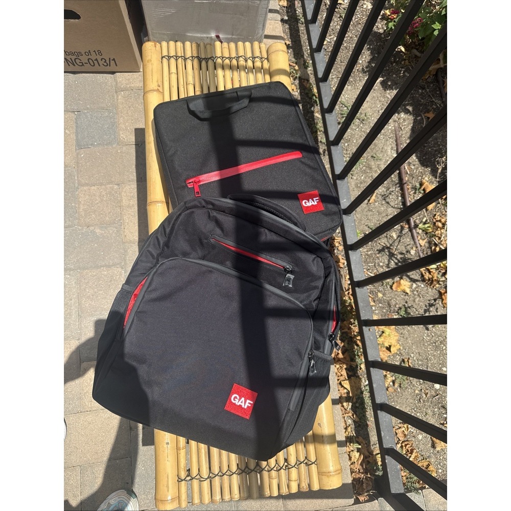 GAF Black Laptop Backpack Red Interior Multiple Compartments Padded Straps New.